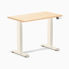 Desky Dual Mini Hardwood Sit Stand Desk, Maple desktop, Wheat frame