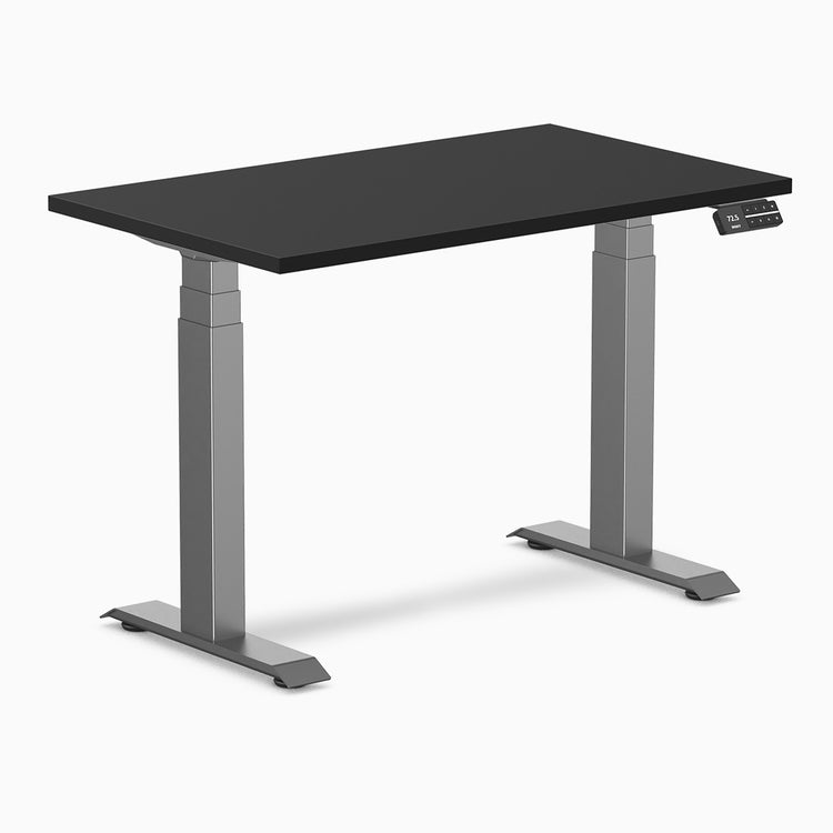 Desky Dual mini sit stand desk black melamine desktop