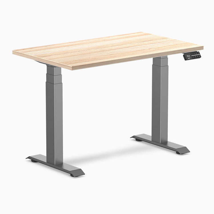 Desky Dual mini sit stand desk classic oak melamine desktop