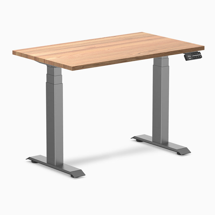 Desky dual mini standing desk hardwood red oak in space grey 1000mm