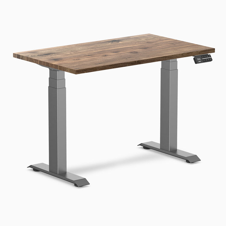 Desky dual mini standing desk hardwood natural walnut in space grey 1000mm