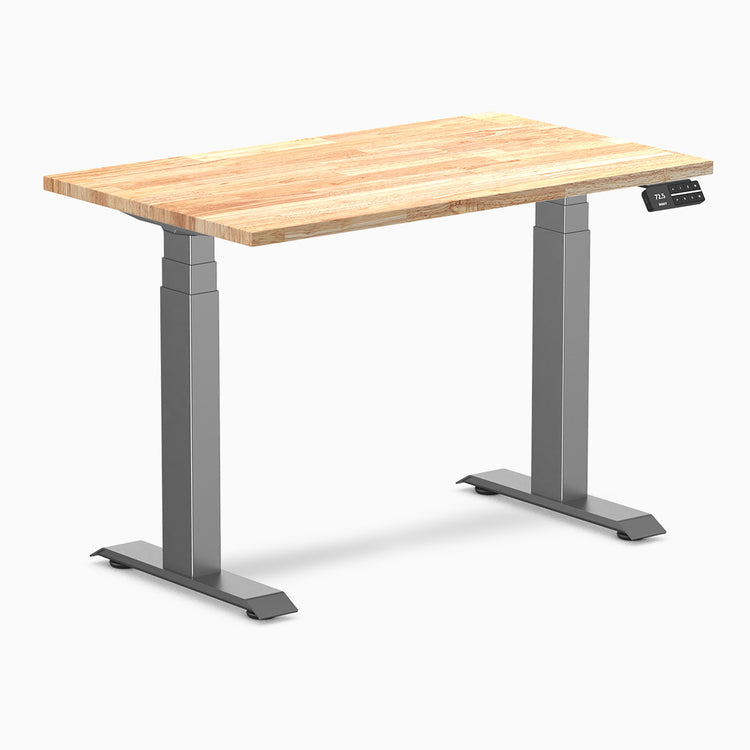 Desky Dual mini standing desk rubberwood natural in space grey