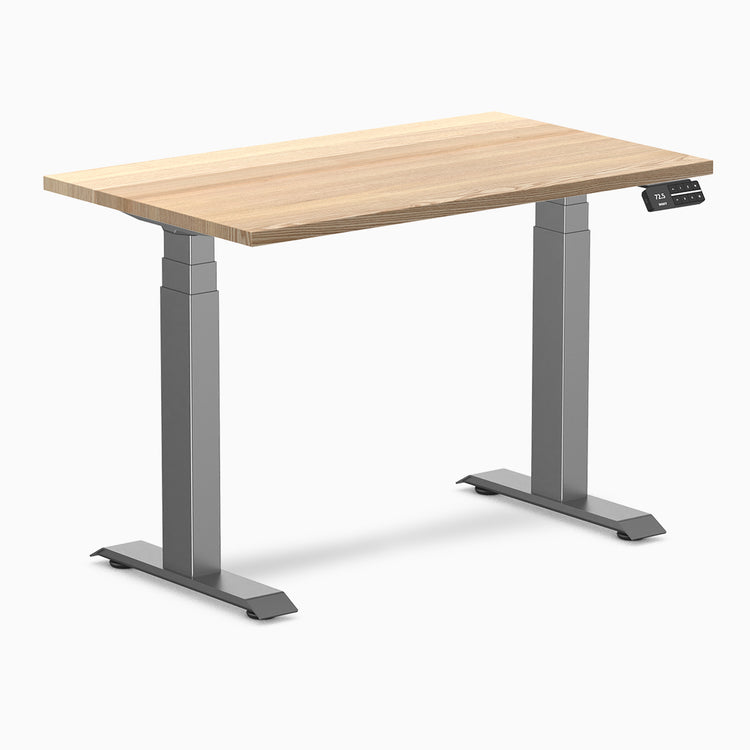 Desky dual mini standing desk hardwood white ash in space grey 1000mm