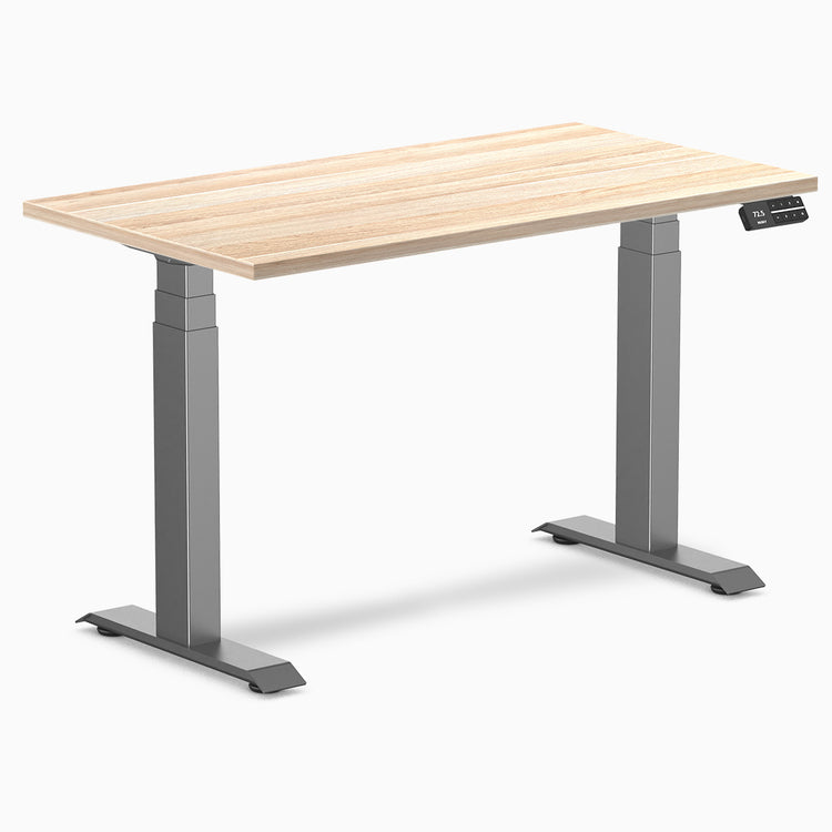 Desky Dual mini sit stand desk classic oak melamine desktop