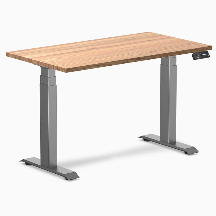 Desky dual mini standing desk hardwood red oak in space grey 1100mm