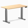 Desky dual mini standing desk hardwood sublime teak in space grey 1100mm