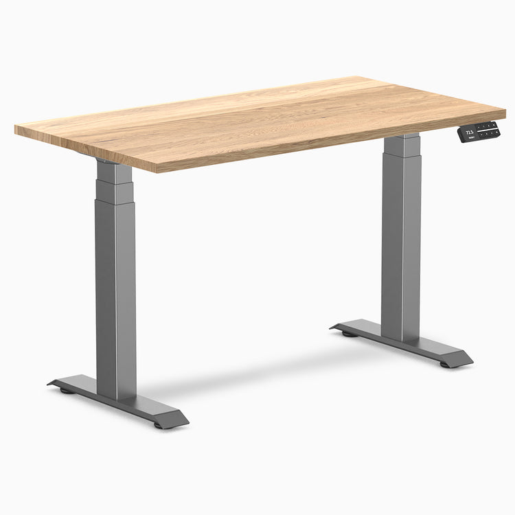 Desky dual mini standing desk hardwood white oak in space grey