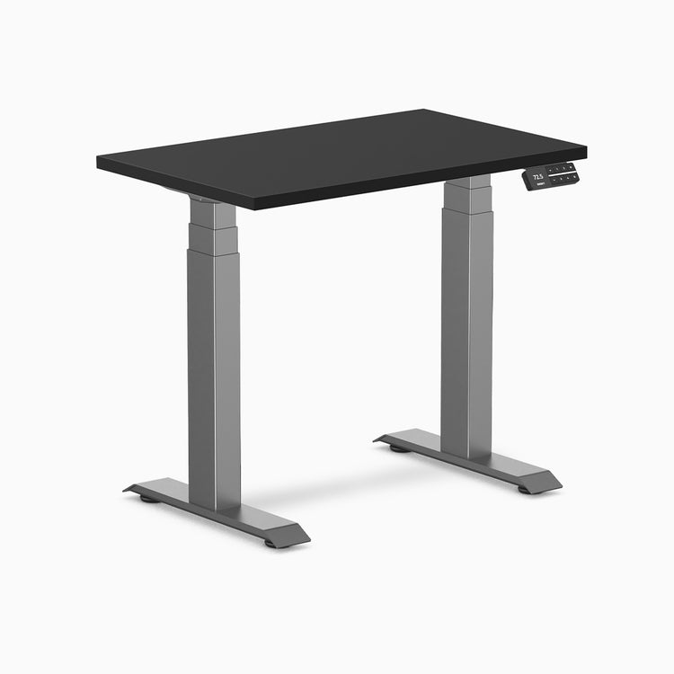 Desky Dual mini sit stand desk black melamine desktop