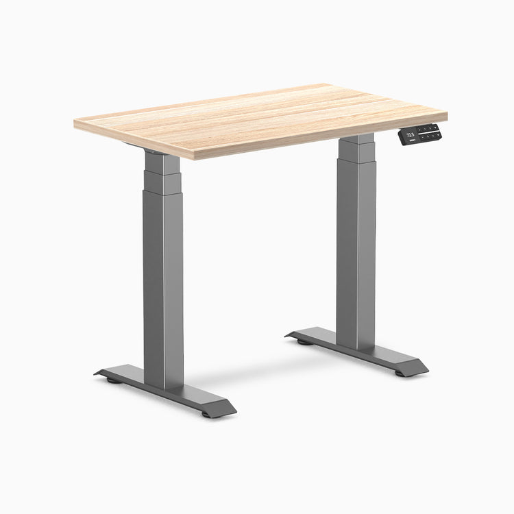 Desky Dual mini sit stand desk classic oak melamine desktop