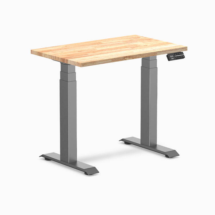 Desky Dual mini standing desk rubberwood natural in space grey