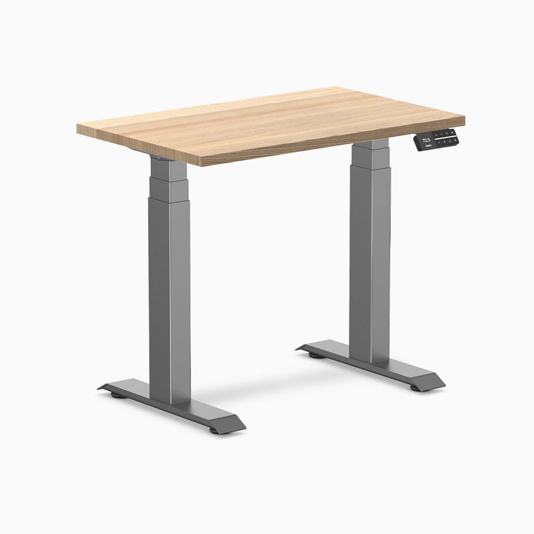 Desky dual mini standing desk hardwood white ash in space grey