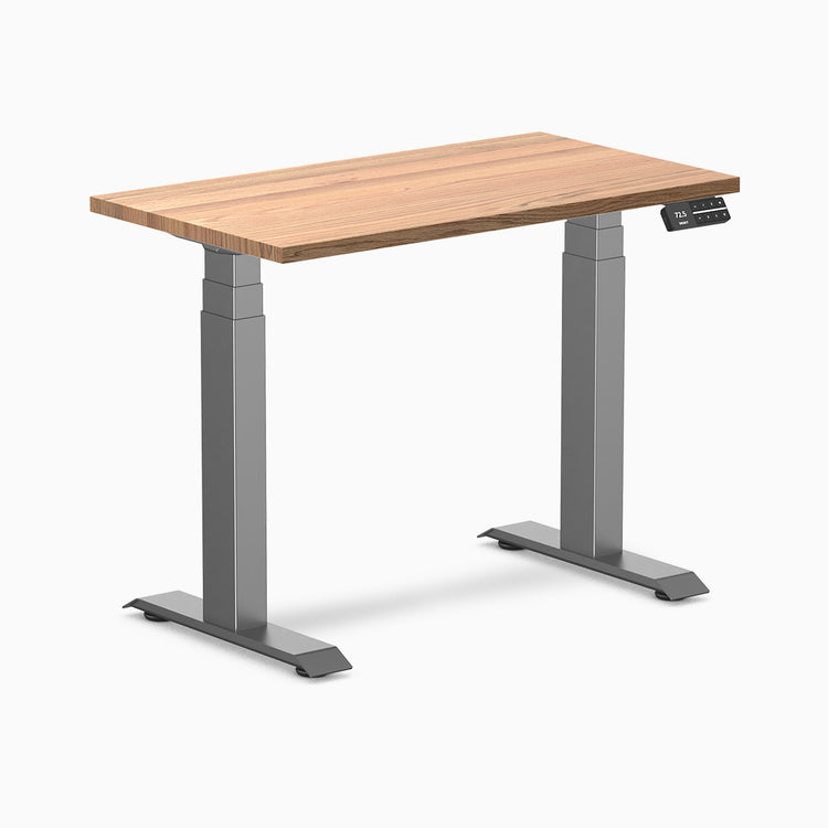 Desky dual mini standing desk hardwood red oak in space grey 900mm