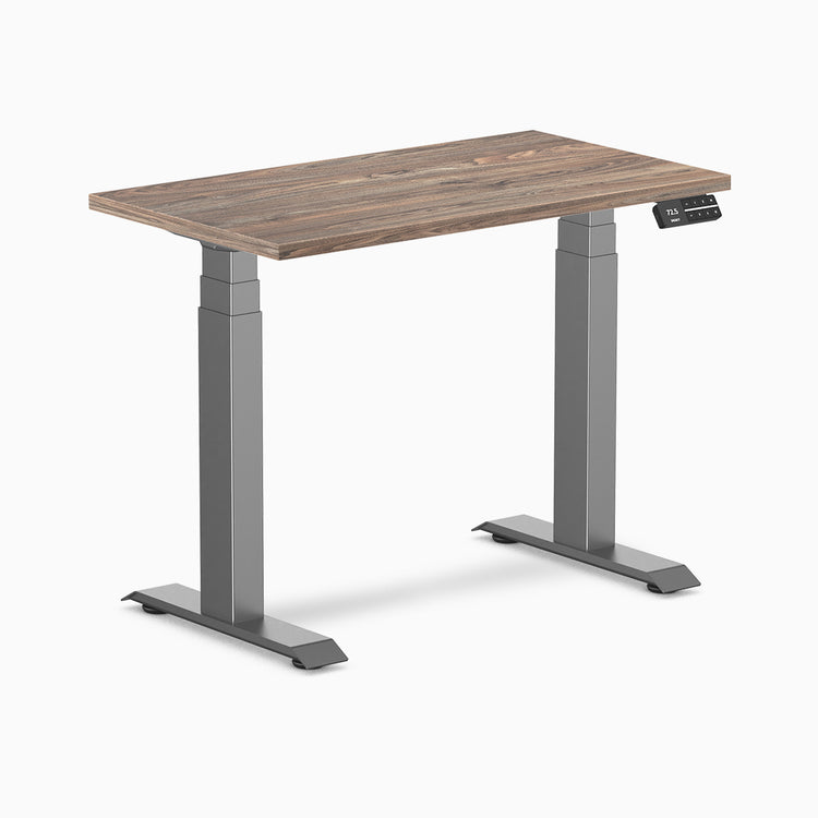 Desky Dual mini sit stand desk natural walnut melamine desktop