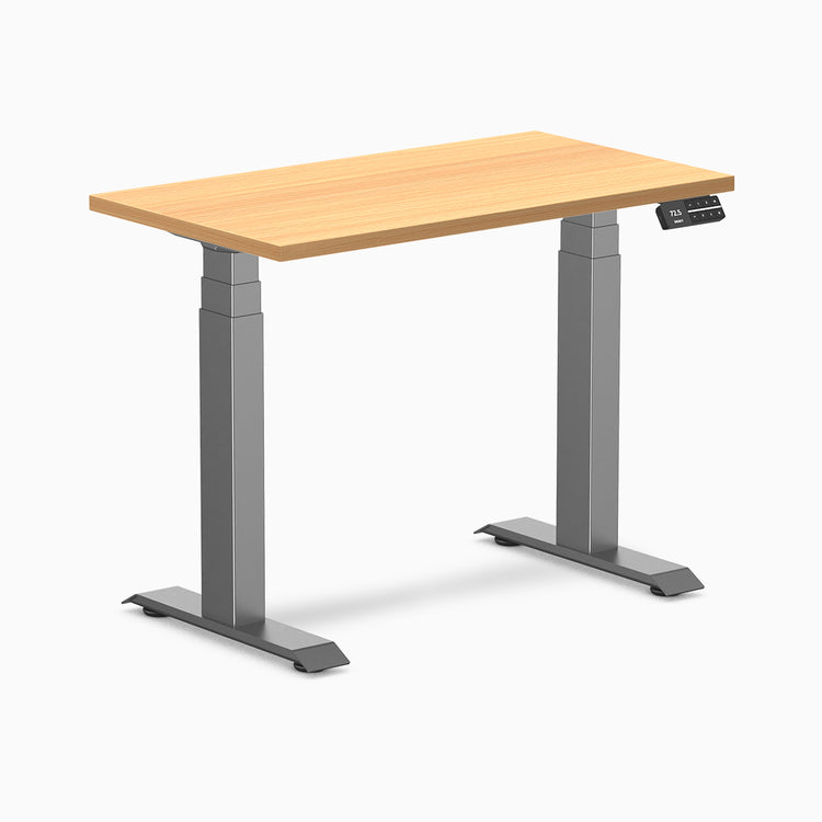 Desky Dual mini sit stand desk select beech melamine desktop