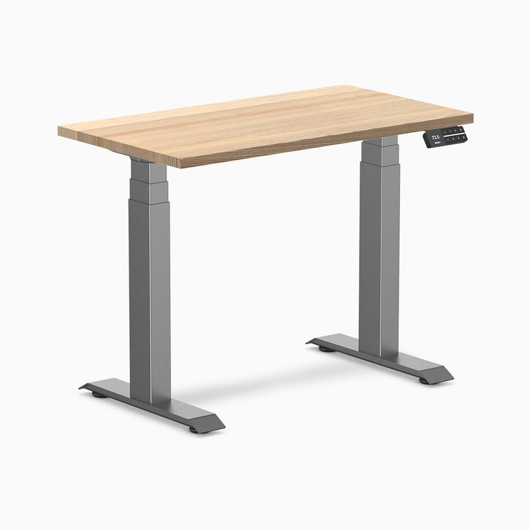 Desky dual mini standing desk hardwood white ash in space grey 900mm