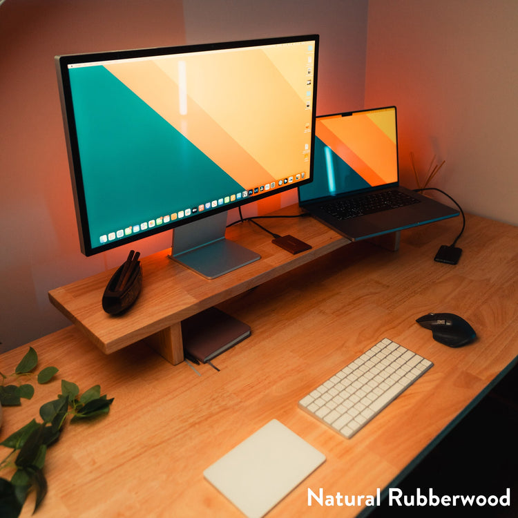 Almost Perfect Desky Dual Rubberwood Sit Stand Desk