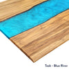 Teak blue river resin desktop corner - Desky