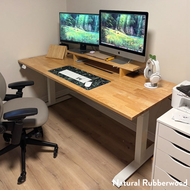 Almost Perfect Desky Dual Rubberwood Sit Stand Desk