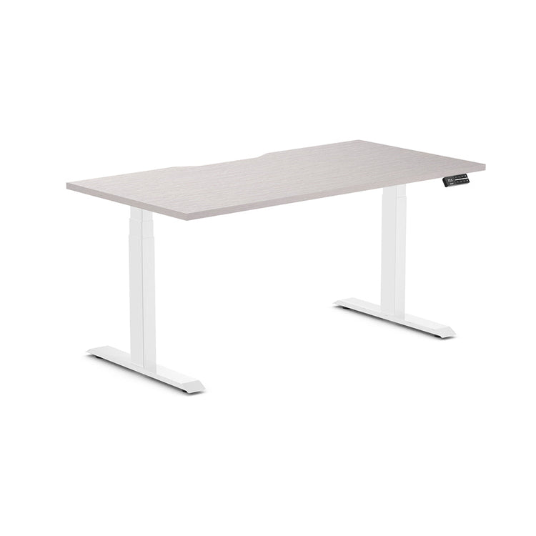 Almost Perfect Desky Dual Scalloped Melamine Sit Stand Desk-White Alaskan Desky®
