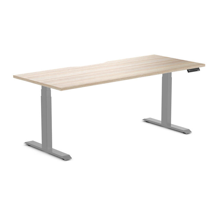 Almost Perfect Desky Dual Scalloped Melamine Sit Stand Desk-Classic Oak Desky®