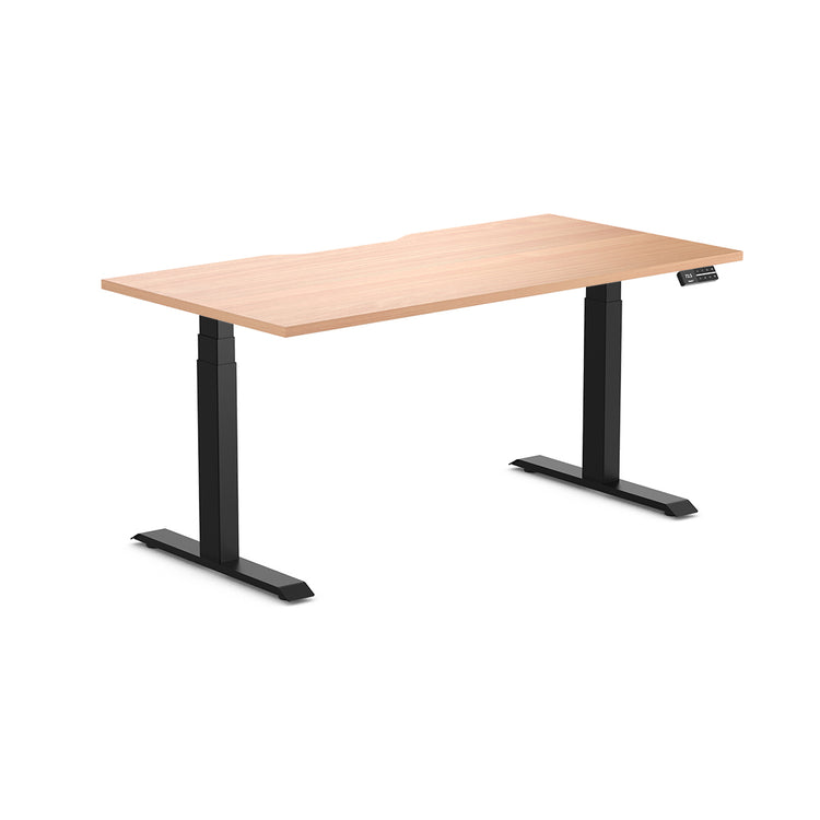 Dual desky adjustable scalloped desk in select beech