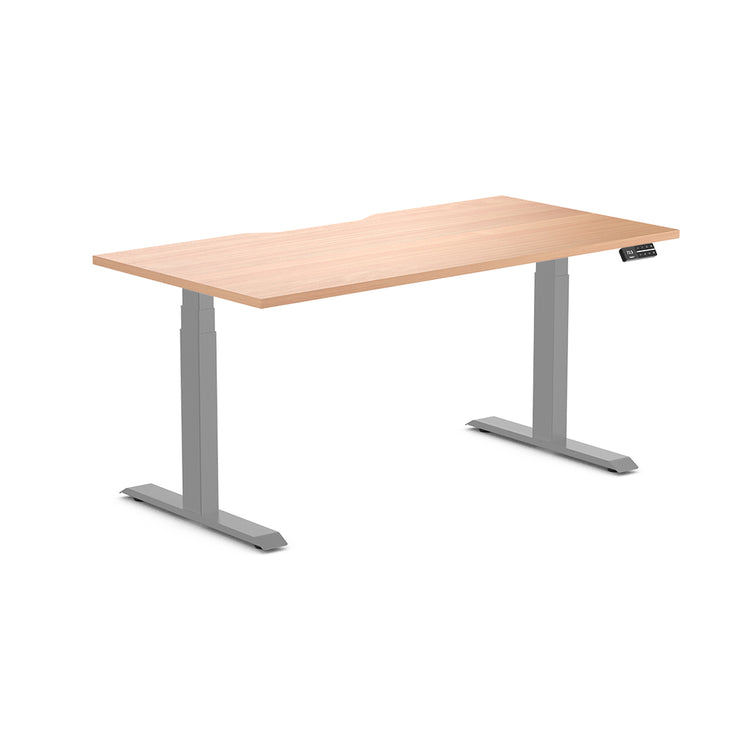 Desky adjustable height desk scalloped in select beech