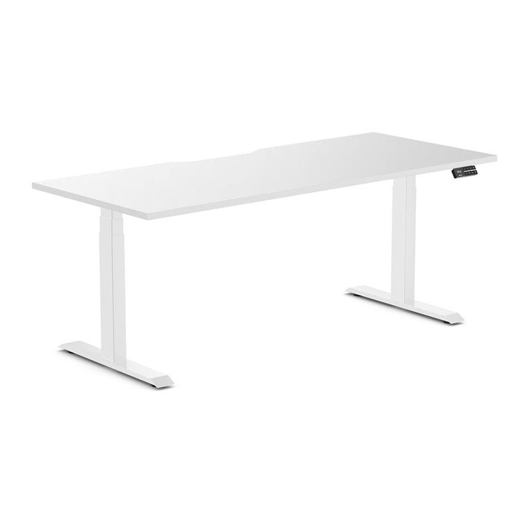 Almost Perfect Desky Dual Scalloped Melamine Sit Stand Desk-White Desky®