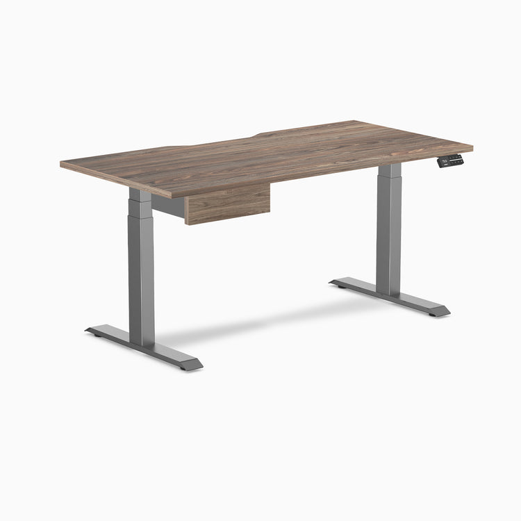 Desky Dual Scalloped Melamine Standing Desk With Drawer