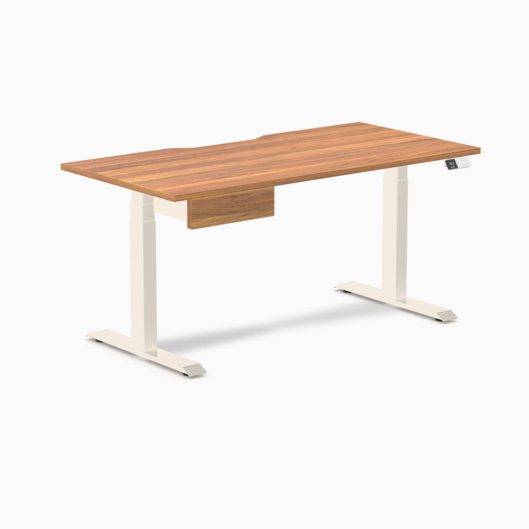 Desky Dual Scalloped Melamine Standing Desk With Drawer