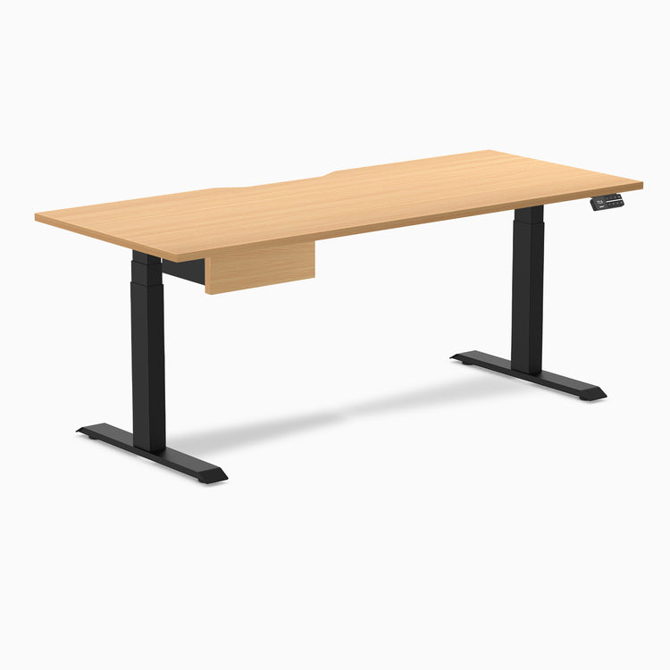Desky Dual Scalloped Melamine Standing Desk With Drawer