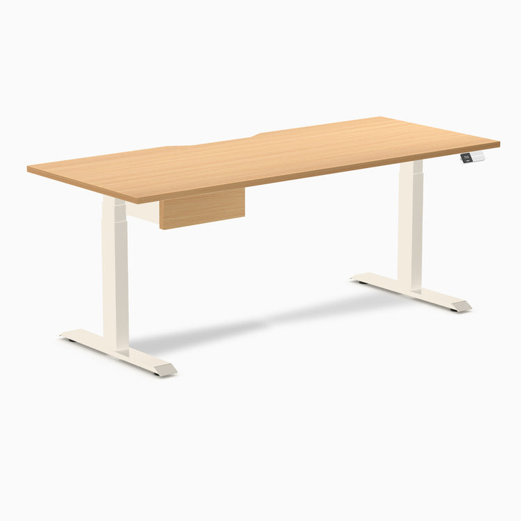 Desky Dual Scalloped Melamine Standing Desk With Drawer