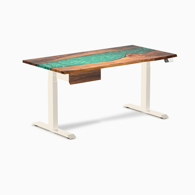 Desky Dual Resin Hardwood Standing Desk With Drawer