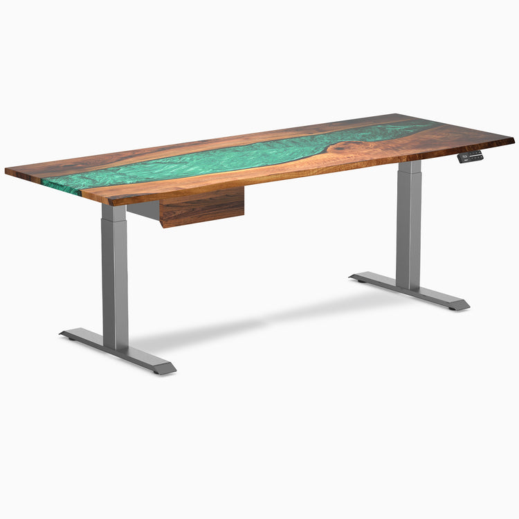 Desky Dual Resin Hardwood Standing Desk With Drawer