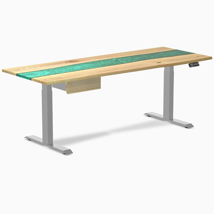 Desky Dual Resin Hardwood Standing Desk With Drawer