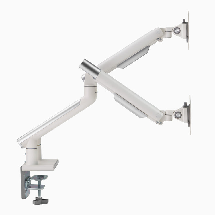 Desky dual slim aluminum arm in white