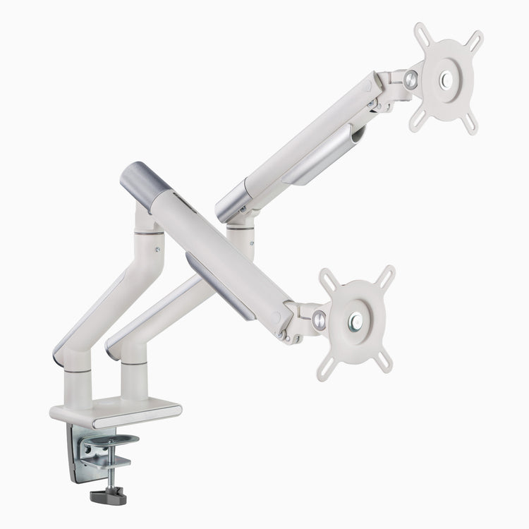 Desky dual slim aluminum arm in white