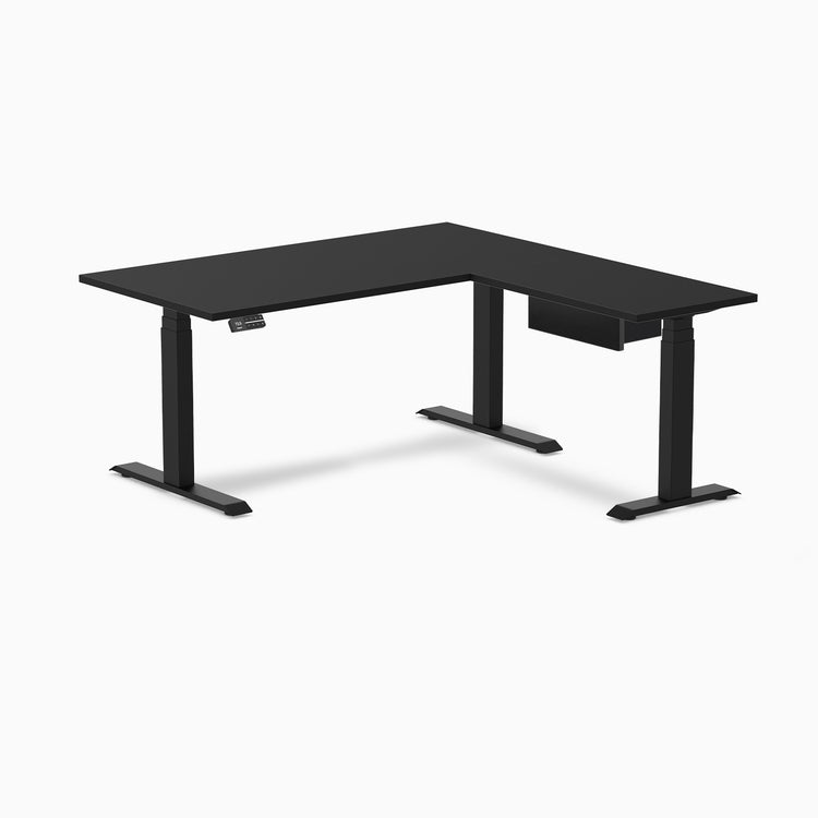 Desky Eco L-Shape Melamine Standing Desk With Drawer