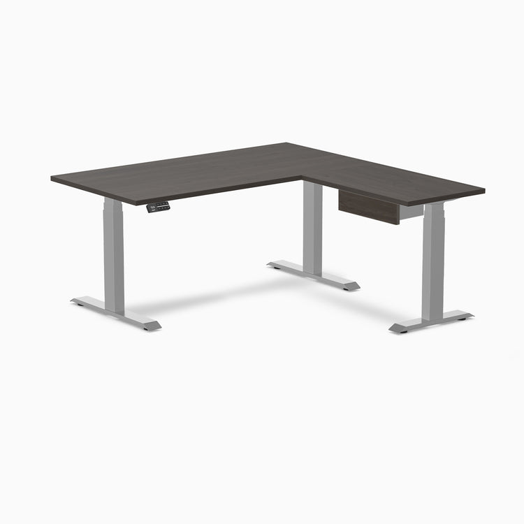 Desky Eco L-Shape Melamine Standing Desk With Drawer