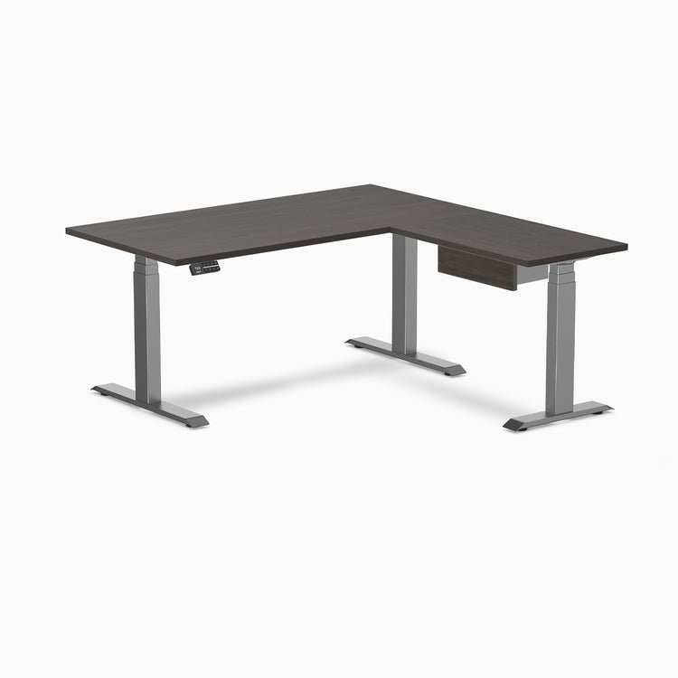 Desky Eco L-Shape Melamine Standing Desk With Drawer