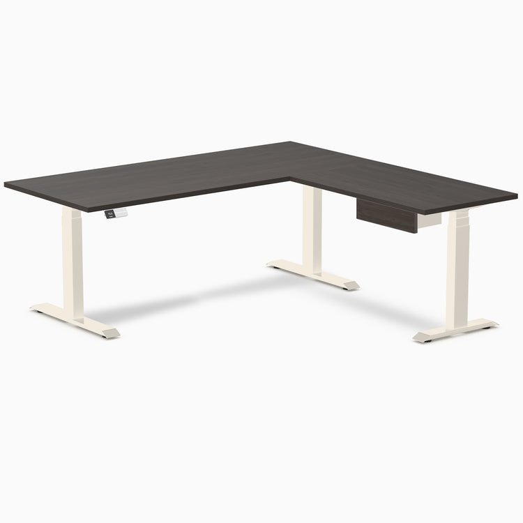 Desky Eco L-Shape Melamine Standing Desk With Drawer