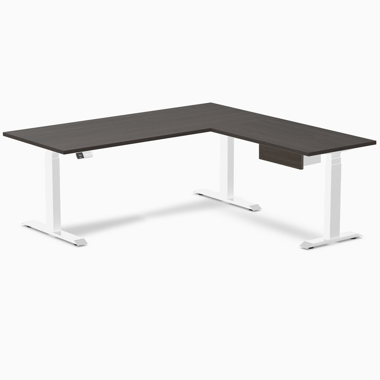 Desky Eco L-Shape Melamine Standing Desk With Drawer