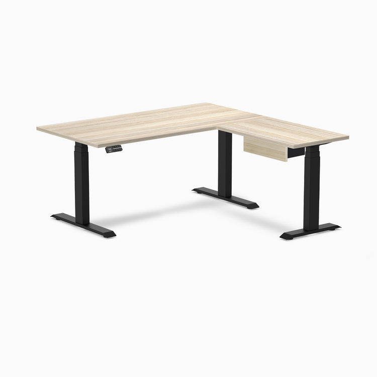 Desky Eco L-Shape Melamine Standing Desk With Drawer