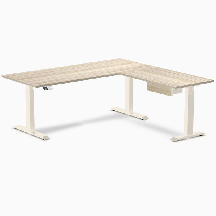 Desky Eco L-Shape Melamine Standing Desk With Drawer