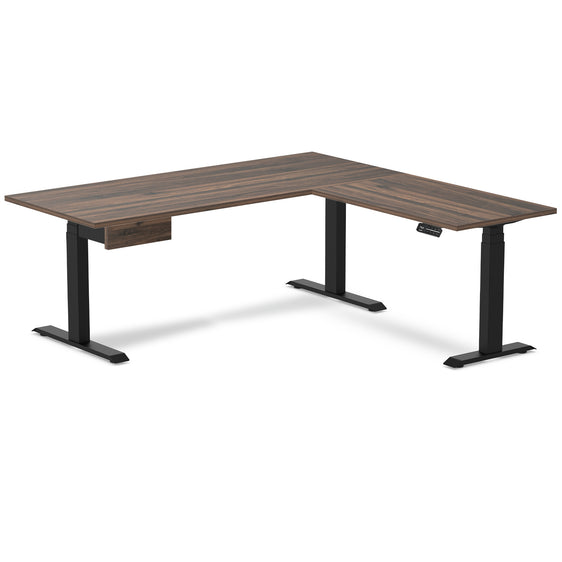 Desky Eco L-Shape Melamine Standing Desk With Drawer