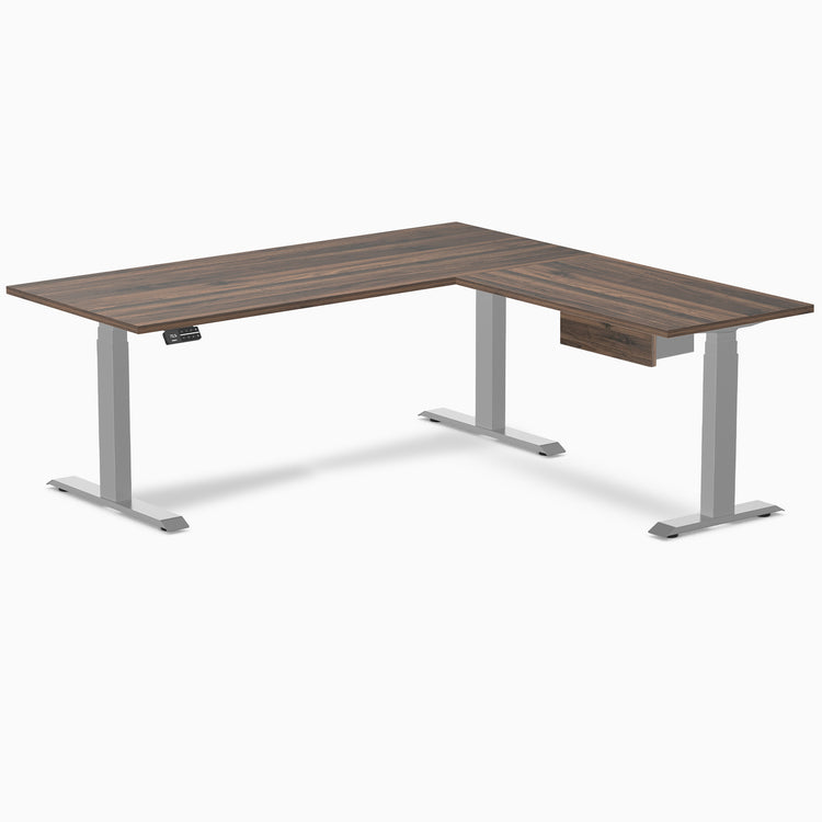 Desky Eco L-Shape Melamine Standing Desk With Drawer