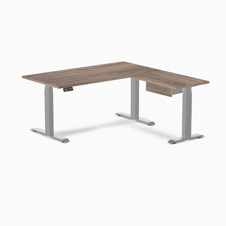 Desky Eco L-Shape Melamine Standing Desk With Drawer