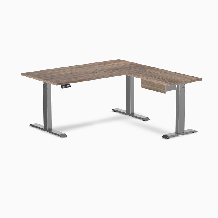 Desky Eco L-Shape Melamine Standing Desk With Drawer