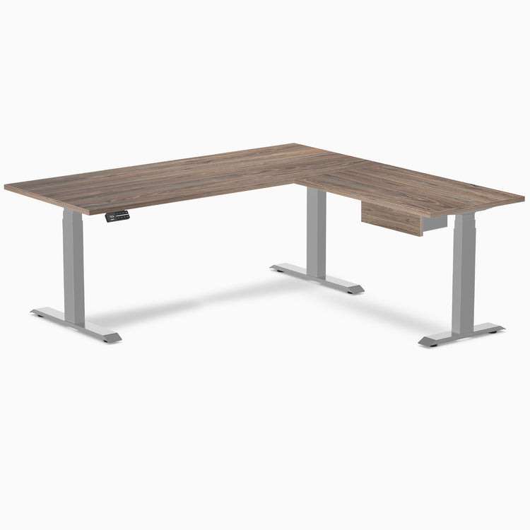 Desky Eco L-Shape Melamine Standing Desk With Drawer