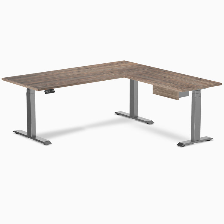 Desky Eco L-Shape Melamine Standing Desk With Drawer