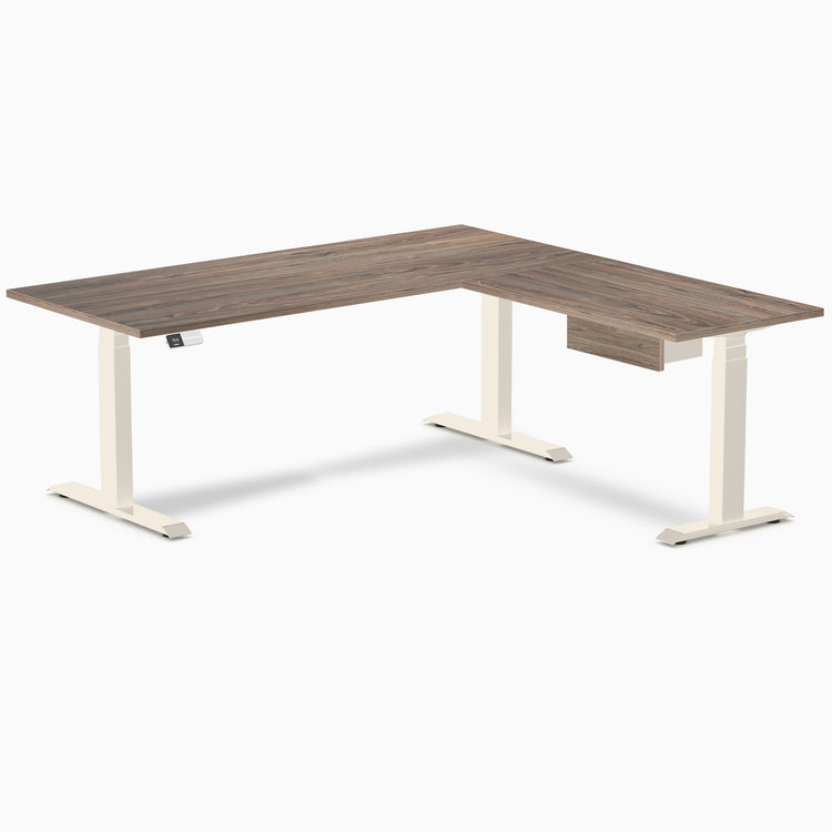 Desky Eco L-Shape Melamine Standing Desk With Drawer